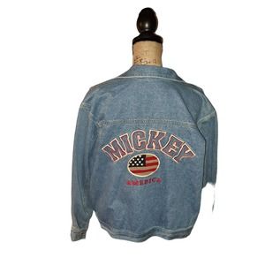 MICKEY & Co-Mickey Mouse AMERICA Denim Jacket sz Large Unisex